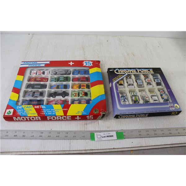 (15) Motor Force Cars, (10) Chrome Force Die Cast Cars