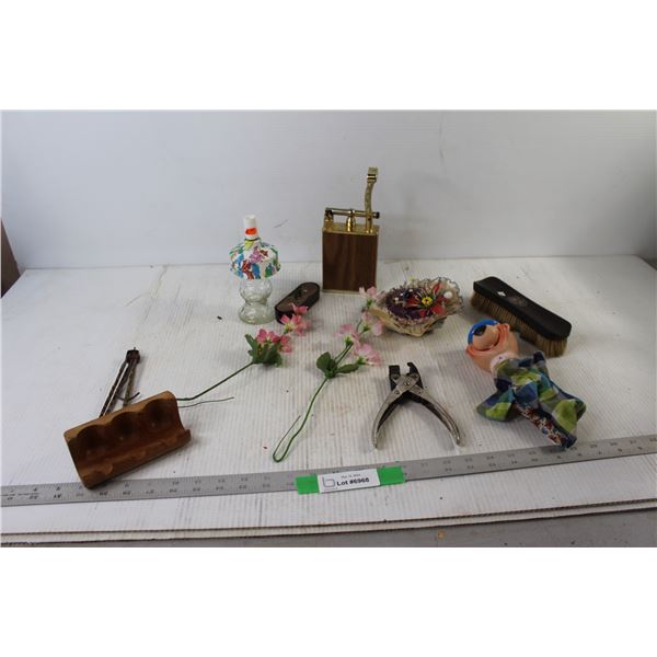 Brush, Artificial Flowers, Pin Cushion, Puppet, Lighter,