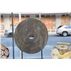 Image 2 : CARVED WOOD BURMESE OX CART WHEEL ON MOUNT (39" X 38 1/2")