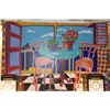 Image 1 : ACRYLIC ABSTRACT STILL LIFE PAINTING, "THE LANAI"; SIGNED SCOTTIE (FLAMM) (6' X 4 1/2')