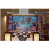 Image 2 : ACRYLIC ABSTRACT STILL LIFE PAINTING, "THE LANAI"; SIGNED SCOTTIE (FLAMM) (6' X 4 1/2')