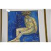 Image 2 : FRAMED WATERCOLOR & INK, GOLDEN MALE FIGURE; SIGNED SCOTTIE FLAMM (14" X 18")