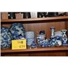 Image 1 : COLLECTION OF BLUE & WHITE VASES, COVERED JARS, EGGS, CUP, CRAB, FISH, ETC. (11 PCS)