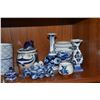 Image 2 : COLLECTION OF BLUE & WHITE VASES, COVERED JARS, EGGS, CUP, CRAB, FISH, ETC. (11 PCS)
