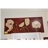 Image 1 : CANVAS PRINT, WHITE FLOWERS ON RED BACKGROUND (54" X 23 1/2")