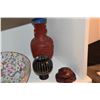 Image 2 : ASSORTED VASES, PORCELAIN BOWL, FROG SCULPTURE & OBSIDIAN SPHERE W/HEART SUTRA ON STAND (6 PCS)