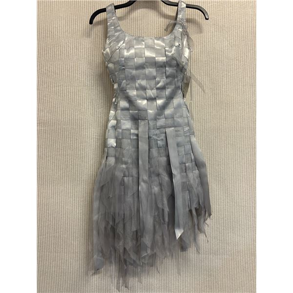 Woven Cocktail Fringe Dress, Silver, Size 4, New with Tag (retail $1100)