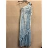Image 1 : Woven Fringe Mermaid Gown, Lt. Blue, Size 6, New with Tag (retail $1600)(faint stains)