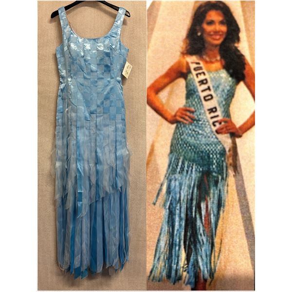 Woven Cocktail Fringe Dress, Light Blue, Size 4, New with Tag (retail $1100)(faint stains)