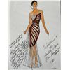 Image 1 : Woven Strapless "Nautilus" Dress (Designed for Mrs. America 2000), White & Burgundy, (faint stains)