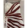 Image 2 : Woven Strapless "Nautilus" Dress (Designed for Mrs. America 2000), White & Burgundy, (faint stains)