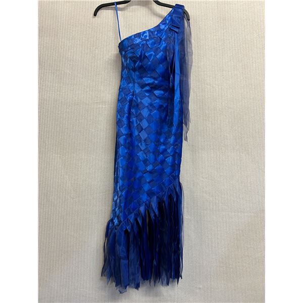 Woven Fringe Mermaid Gown, Royal Blue, Size 6, New with Tag (retail $1600)(faint stains)