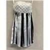 Image 1 : Woven Strapless Cocktail Short Dress, White & Black, Size 2, New with Tag (Orig. Retail $1500)
