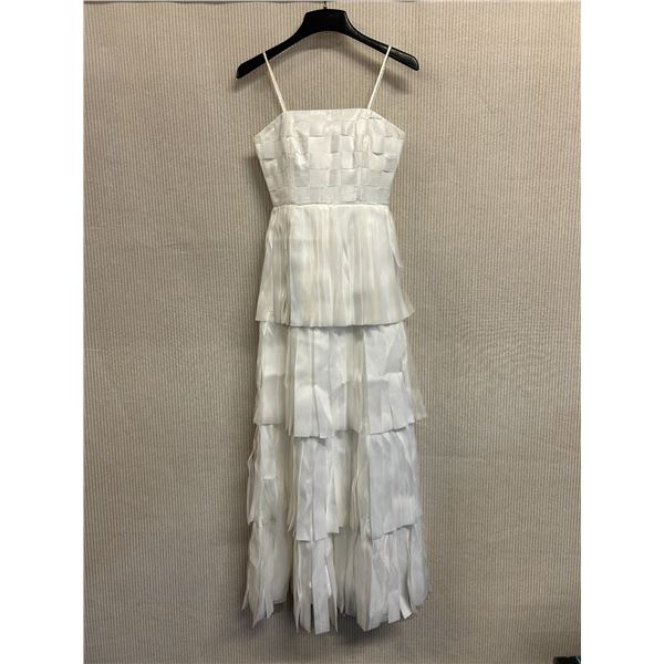 Woven Cocktail Long Dress, White, New - No Tag  (faint stains)