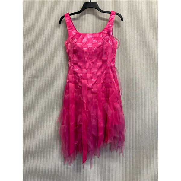 Woven Cocktail Fringe Dress, Hot Pink, Size 8, New with Tag (retail $1100)