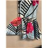 Image 4 : Woven Mermaid Backless Halter Gown w/ Flowers, Size 4/6, Has Tag (Retail $2700), Stains