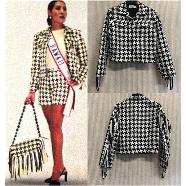 Woven Black-White Fiji Jacket w/ Fringe, Size M, New with Tag (Retail $1500)