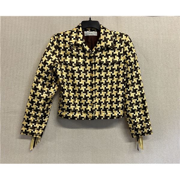 Woven Black/Earth Jacket w/ State of Hawaii Buttons, Fringe, Size S, New - No Tag (Retail $1500)
