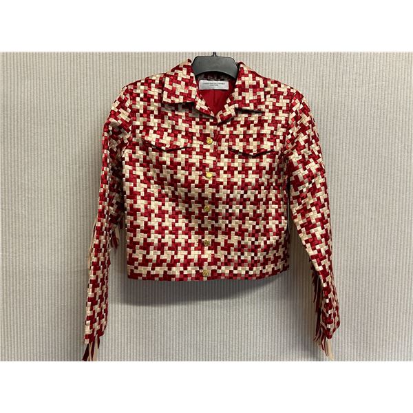 Woven Scarlet-Gold Fiji Jacket w/ Fringe, Size S, New with Tag (retail $1500)