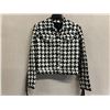 Image 1 : Woven Black-White Jacket w/ Fringe, Size M, New - No Tag