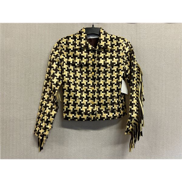 Woven Yellow-Brown Fiji Jacket w/ Fringe, Size XS, New with Tag (retail $1500)