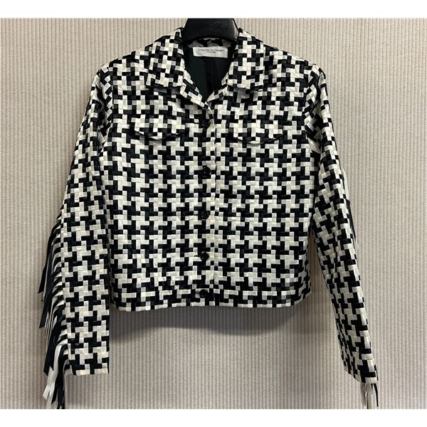Woven Black-White Fiji Jacket w/ Fringe, Size XL, Has Tag (Retail $1500), Faint Stains