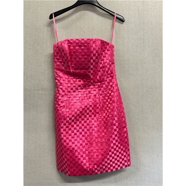 Woven Strapless Cocktail Dress, Shocking Pink, Size 8, New with Tag (retail $1500)