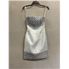 Image 1 : Woven Strapless Cocktail Dress, Gray, Size 6, New with Tag (retail $1500)