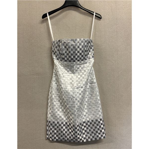 Woven Strapless Cocktail Dress, Gray, Size 2, New - No Tag