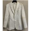 Image 1 : Woven Satin and Grosgrain Blazer, White, No Tag, Has Stains