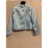 Image 10 : Woven Lt. Gray Satin and Chiffon Jacket, Hidden Magnetic Buttons, No Tag, Faint Stains