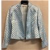 Image 1 : Woven Lt. Gray Satin and Chiffon Jacket, Hidden Magnetic Buttons, No Tag, Faint Stains