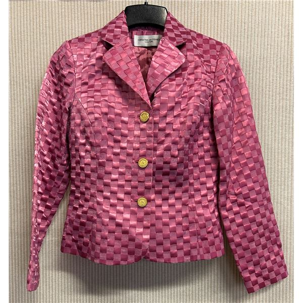 Woven Dusty Pink Satin and Chiffon Jacket, Size 6, New, No Tag (Retail $1250)