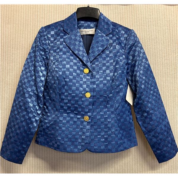 Woven Blue Satin and Chiffon Jacket, Size 10, New with Tag (retail $1250)