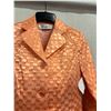 Image 2 : Woven Tangerine Satin and Chiffon Jacket, Size S, New with Tag