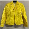 Image 1 : Woven Canary Satin and Chiffon Jacket, Size 4, Has Tag, Missing Buttons (Retail $1250)
