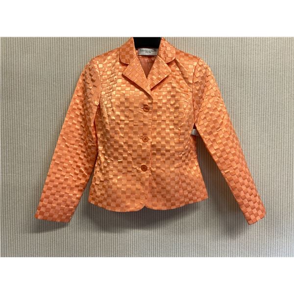 Woven Peach Satin and Chiffon Jacket, Size 6, New with Tag (Retail $1250)