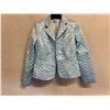 Image 1 : Woven Powder Blue Satin and Chiffon Jacket, No Tag, Missing Buttons (Small Stain)