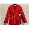 Image 1 : Woven Solid Double Button Blazer - Satin, Red, Size 8, New with Tag (retail $1650)