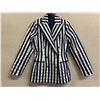 Image 1 : Woven Striped Double Button Blazer - Satin, Navy & White, Size 2, New with Tag (retail $1650)(faint