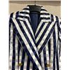 Image 2 : Woven Striped Double Button Blazer - Satin, Navy & White, Size 2, New with Tag (retail $1650)(faint