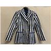 Image 1 : Woven Striped Double Button Blazer - Satin, Navy & White, Size 4, New with Tag (retail $1650)(faint
