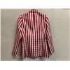 Image 8 : Woven Striped Double Button Blazer - Satin, Red & White, Size 6, With Tag, Faint Stains Retail $1650