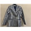 Image 1 : Woven Striped Double Button Blazer - Satin, Navy & White, Size 10, New with Tag (retail $1650)
