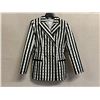 Image 1 : Woven Striped Double Button Blazer - Satin, Black & White, Size 6, New - No Tag (faint stains