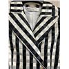 Image 2 : Woven Striped Double Button Blazer - Satin, Black & White, Size 6, New - No Tag (faint stains