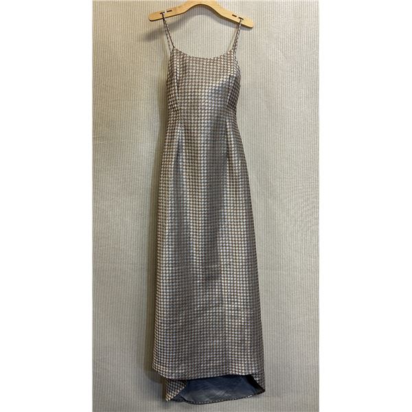 Woven Cocktail Long Dress, White & Brown, New - No Tag (Bust Approx. 34", Waist 32")