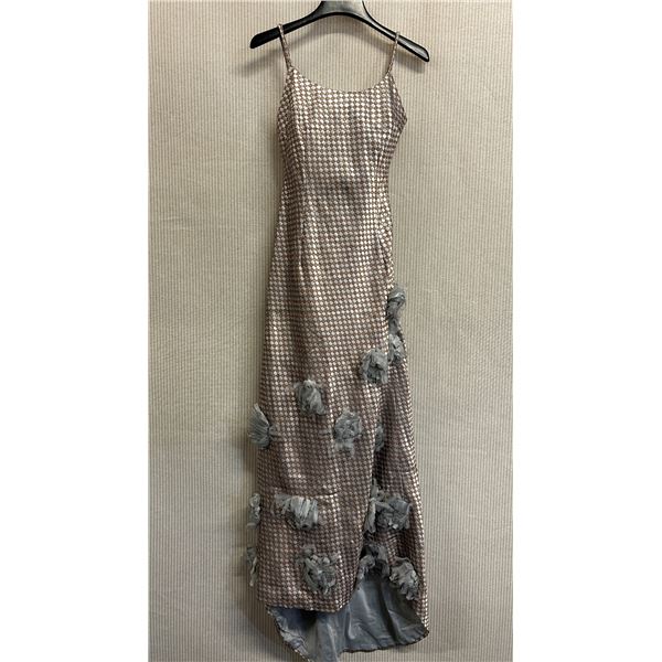 Christina von Fieandt Woven Cocktail Long Dress, White & Brown, New - No Tag (Bust 32", Waist 28")