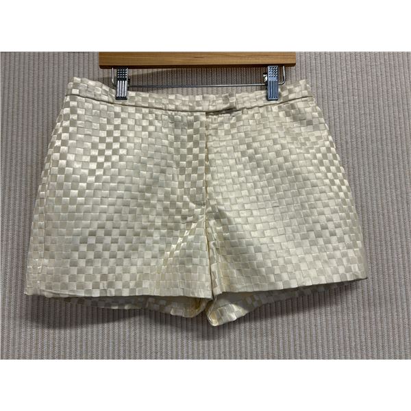 Woven Cream Satin Zippered Shorts, Lined, Size 6 (?), New, No Tag (Retail $250)