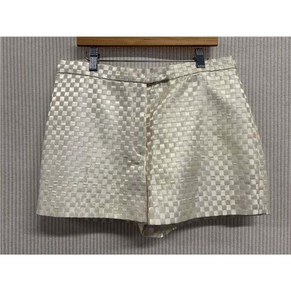 Woven Cream Satin Zippered Shorts, Lined, Size 10, New, No Tag (Retail $250)